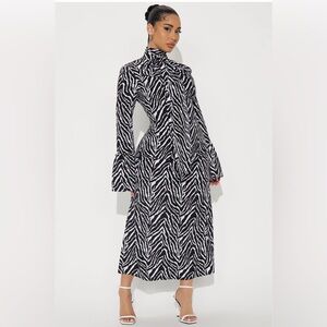 Zebra Print Long Sleeve Dress
